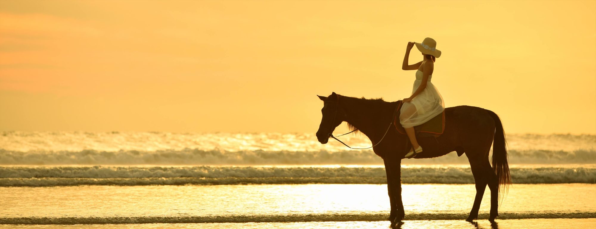 バリ島サンセット・フォトウェディング　スミニャック・ビーチ・ホース・ライディング　Sunset Horse Riding Sunset Photo Wedding