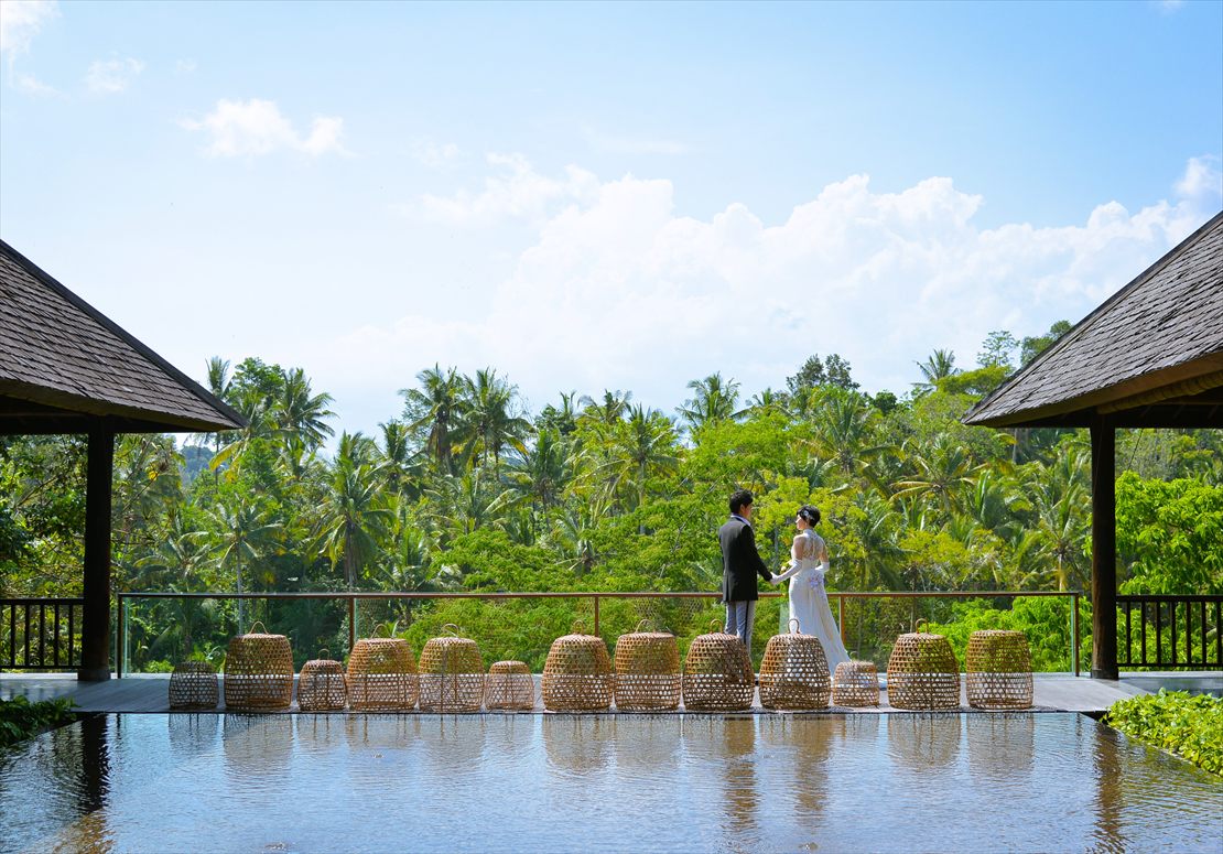 壮大なジャングルを一望するロビー