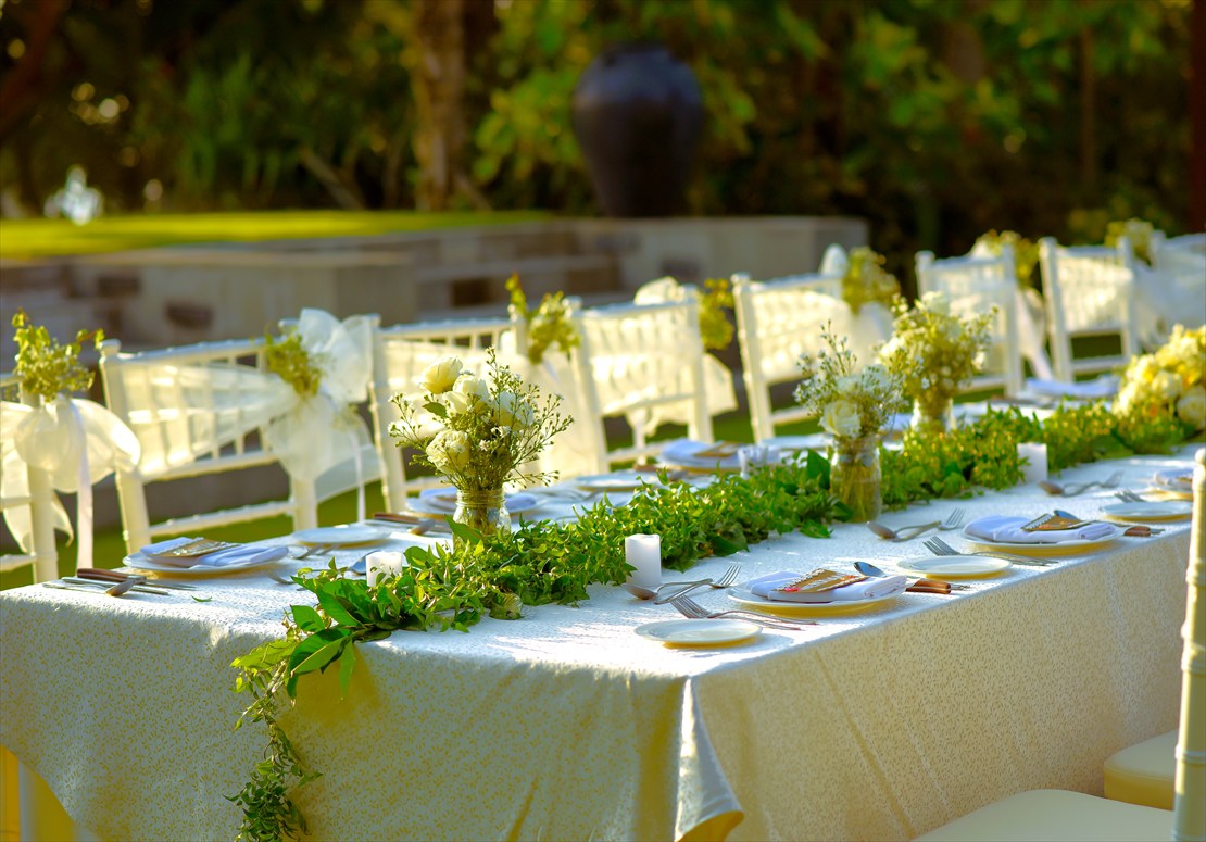 生花グリーンリーフ テーブル装飾