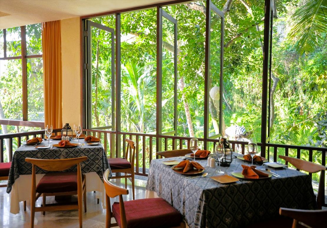 ジャングルを望むレストラン2階