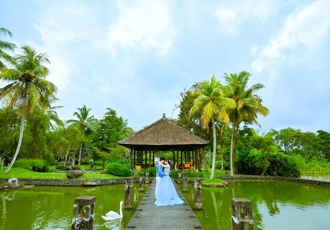 白鳥が住むポンドを望む東屋 バレ・デダリ