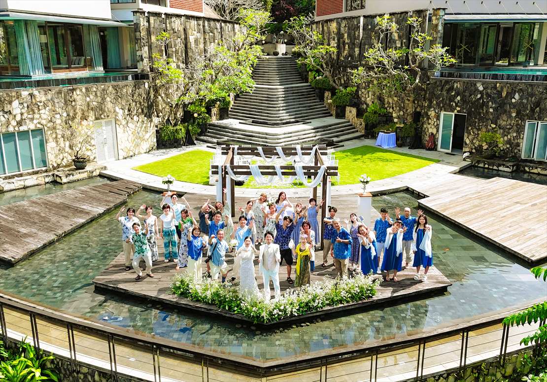 default カマンダル・ウブド挙式会場 集合写真 ドローン撮影