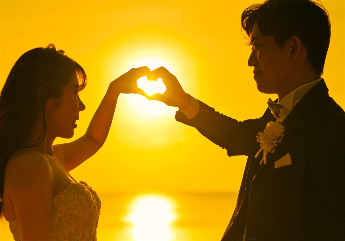 ビーチ正面にサンセットを望む