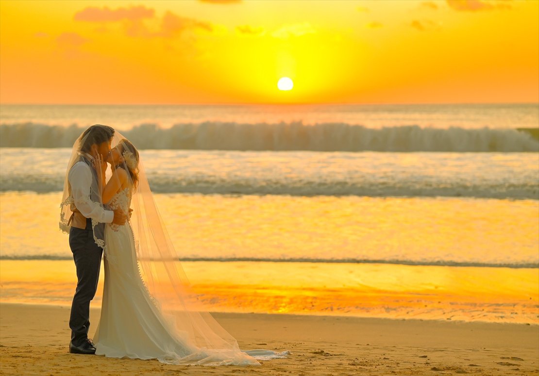 ビーチ・サンセット ロングベール撮影