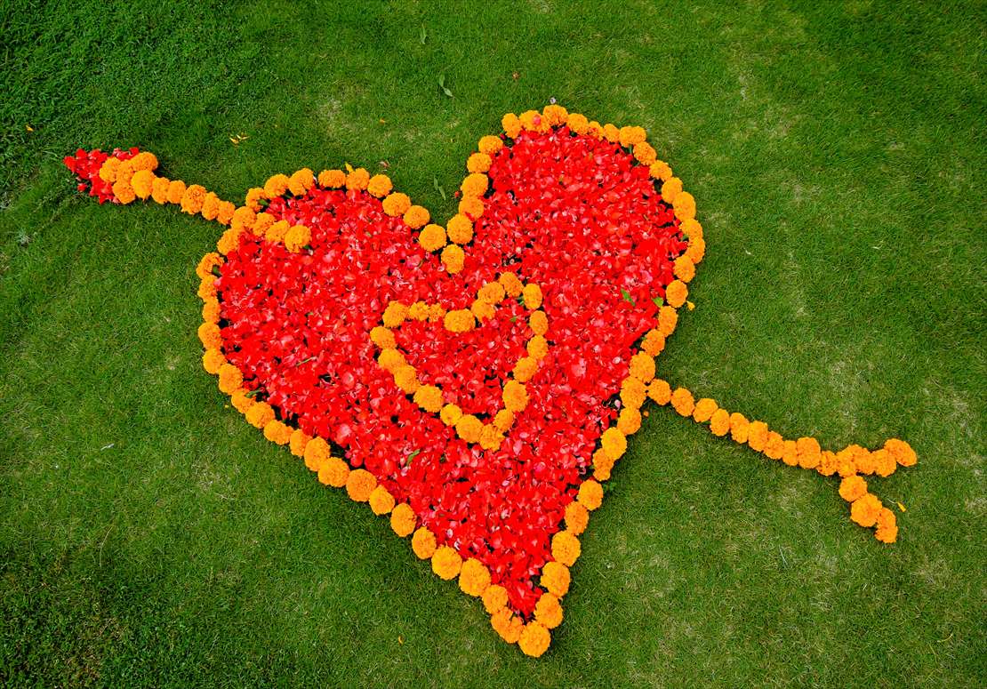 ロマンティックディナー生花ハートシェイプ