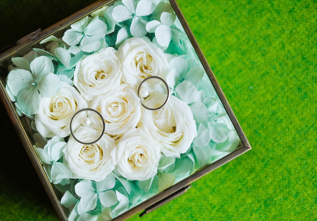 バリ島ウブド挙式　プリザーブド・フラワー リングピロー