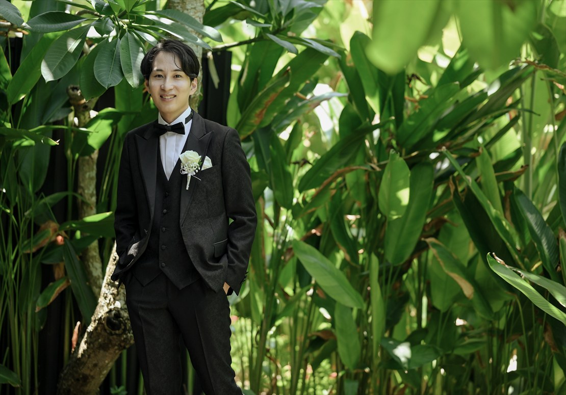 バリ島結婚式　新郎様 お支度部屋 挙式前撮影