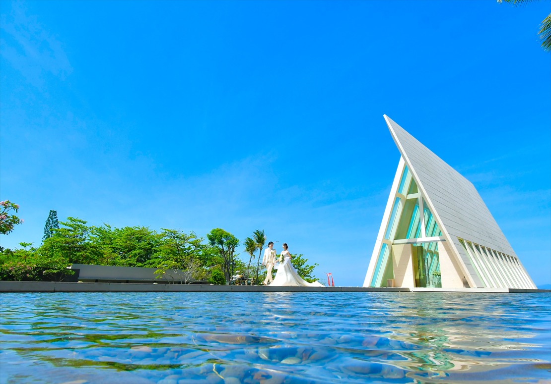 コンラッド・バリ結婚式　インフィニティ・チャペル挙式後撮影