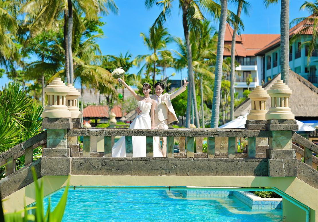 バリ島挙式　ラグーン・ブリッジ挙式後撮影