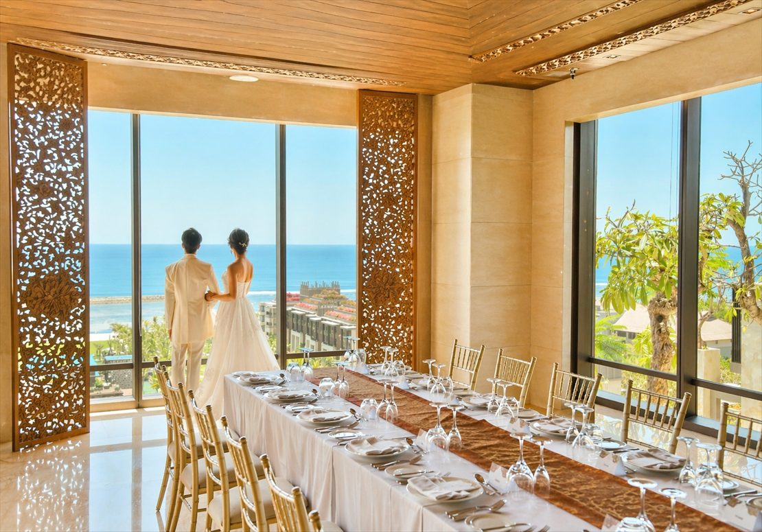 ケンピンスキ・バリの緑豊かな眺望を望む