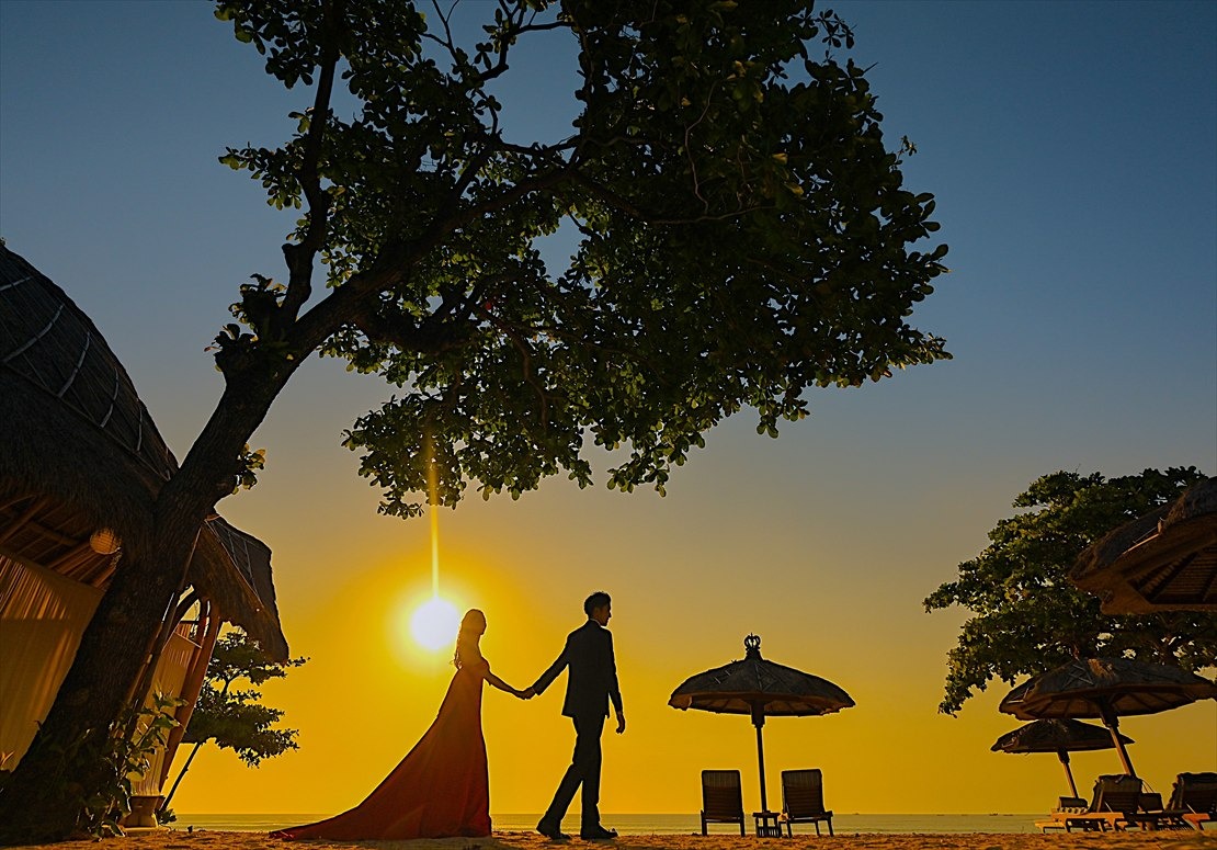 バリ島挙式　バンブー・パビリオンにてサンセット撮影