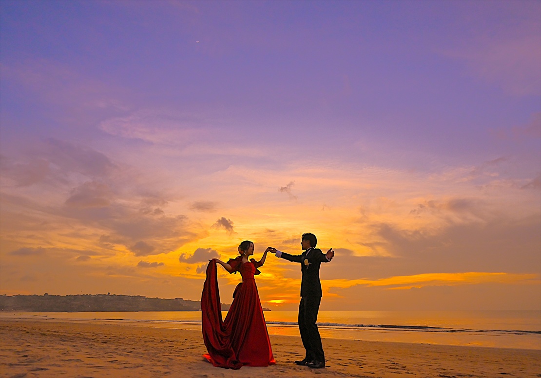 バリ島結婚式　ビーチ マジックアワー撮影