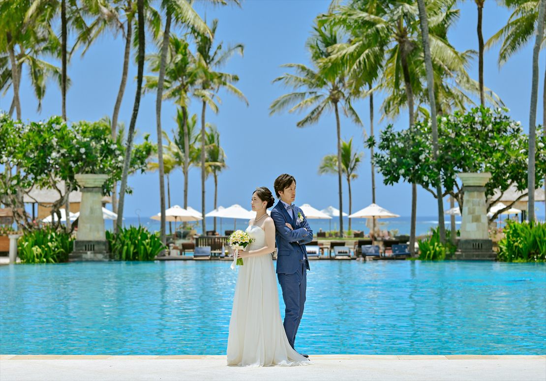 コンラッド・バリ挙式　インフィニティ・プール 挙式前撮影