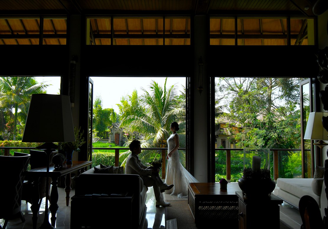 バリ島ウェディング　カマンダル・ウブドよりライステラスを望む