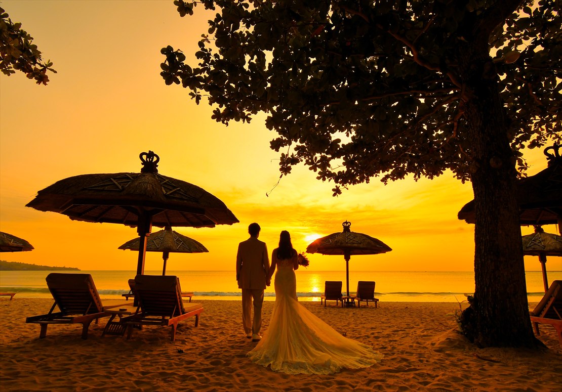 バリ島ウェディング・パーティー前サンセット撮影