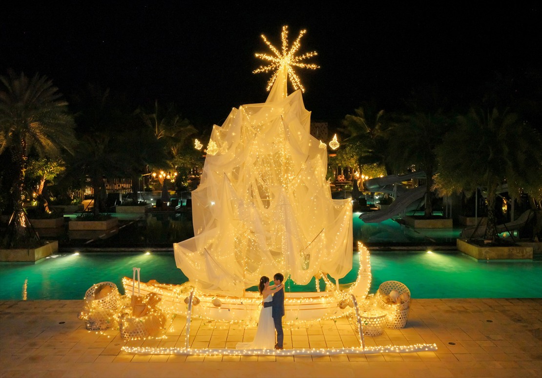 The Apurva Kempinski Bali Wedding Night Shot (4)_R バリ島挙式 クリスマス装飾 ナイト・ウェディング撮影