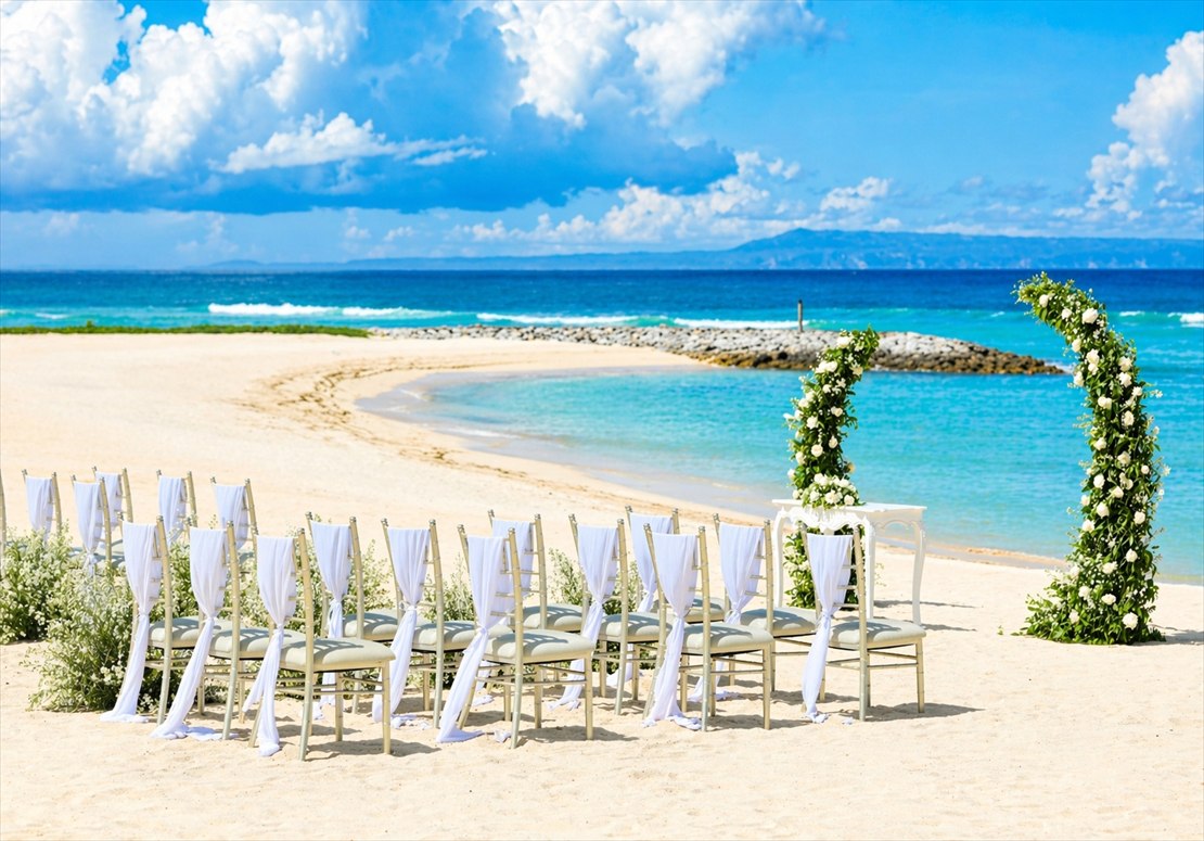 Kempinski Bali Oceanfront Chapel Beach Wedding (7)_R 穏やかなラグーンを望むビーチ挙式会場