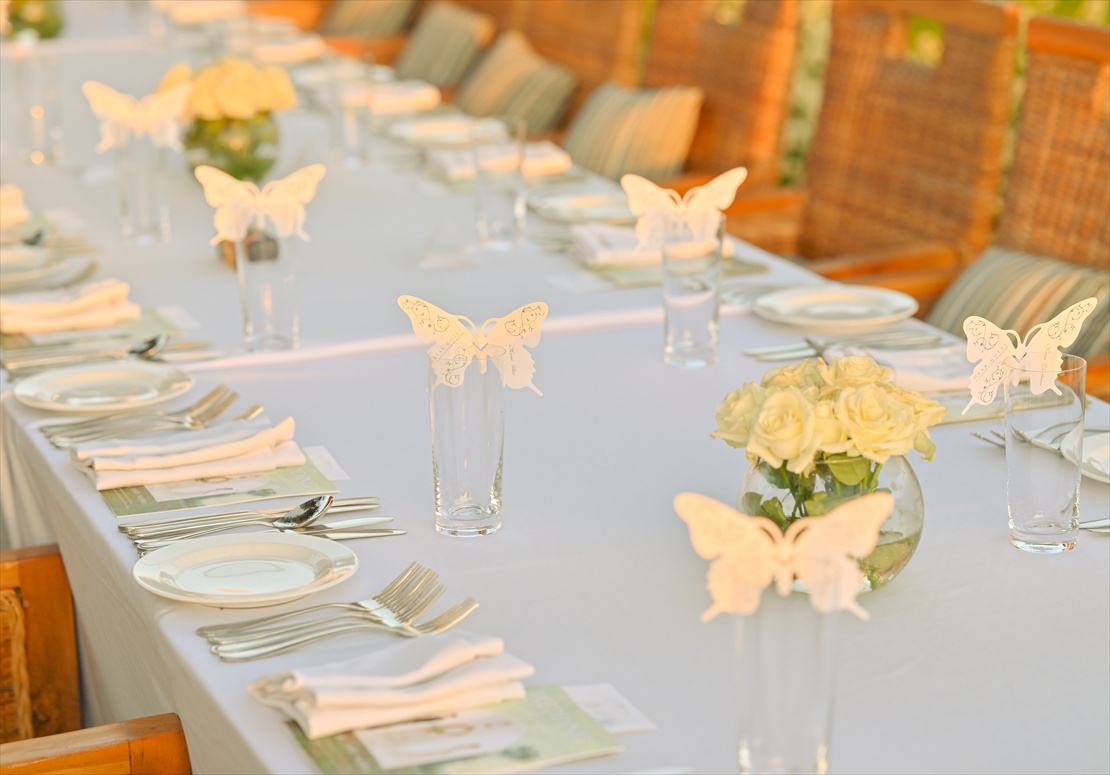Bali Sunset Wedding Party Belmond Jimbaran (3) ウェディングパーティー会場:テーブル装飾